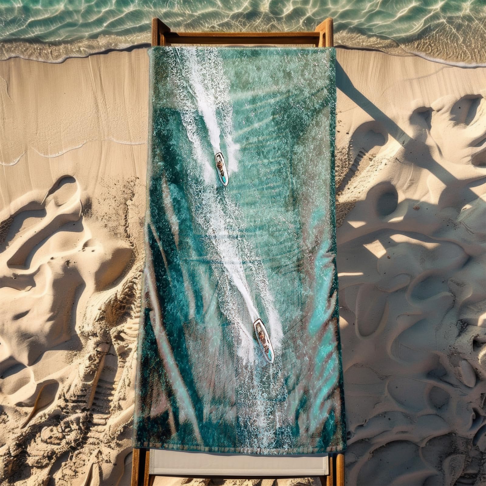 Genérico Toalla Playa 90X180 Mar Verde Profundo Grande Toallas de Playa Microfibra Ligera Secado Rápido Sin Arena para Mujer Hombre Viajes Vacaciones Natación Camping