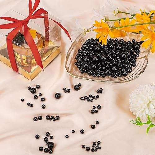 Miniatura 4 de Suream Cuentas para brochas de maquillaje, 1300 unidades, cuentas redondas negras, sin agujeros, de 0.315 in0.31 pulgadas, perlas de relleno de