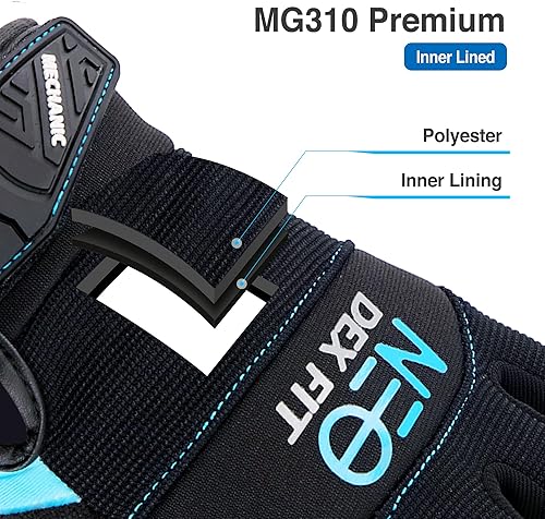 Miniatura 8 de DEX FIT Guantes mecánicos MG310 Premium, refuerzos de poliuretano duraderos, agarre firme, ajuste cómodo elástico, compatible con pantalla táctil,