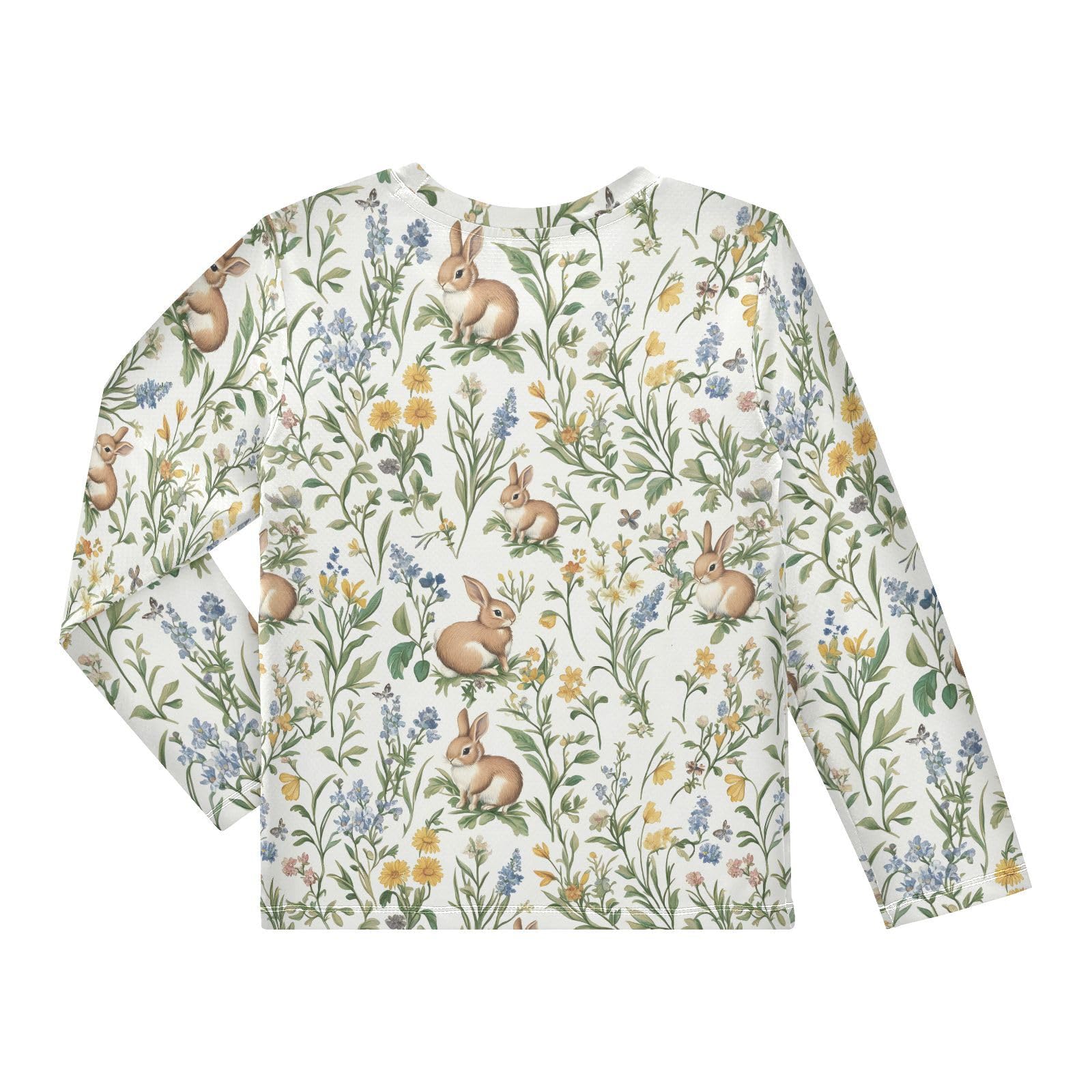 Easter Rabbit Floral Pattern Boys Rash Guard Swim Shirts Long Sleeve UPF 50+ Quick Dry Sun Protection Shirt Swimwear Surf Tops for Toddler Kid Girl Fishing Swimming Outdoor 4T Multicolor
