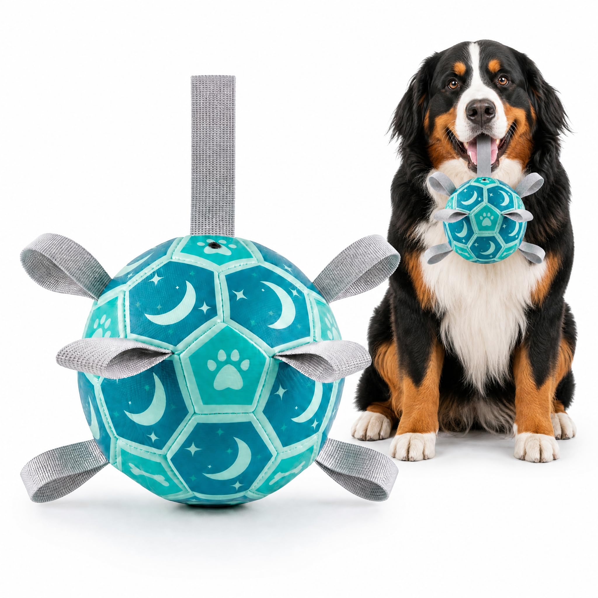 HAWAKA Dog Toys Balls, 6Inch/7Inch Dog Ball with Straps, Herding, Durable for Small Medium Pet, Puppy Outdoor Toys, Pet Training Ball (Light Blue-M)