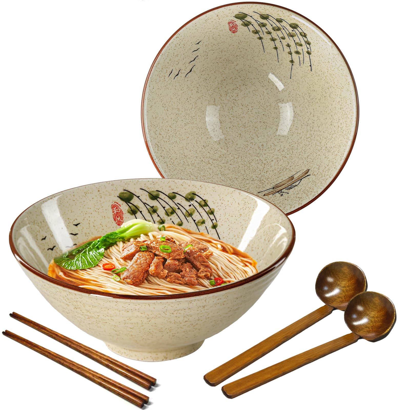 mehrido Ceramic Ramen Bowl Set
