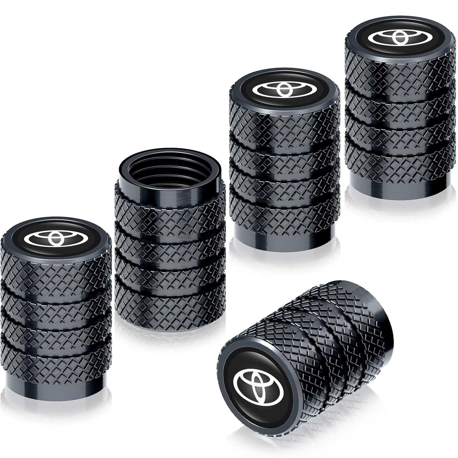Tire Valve Stem Cap Cover Universal Fit for Toyota Tacoma Tundra 4Runner Camry Rav4 Corolla Highlander Accessories for Car Truck Motorcycle Bike 082301 Black 5Pcs