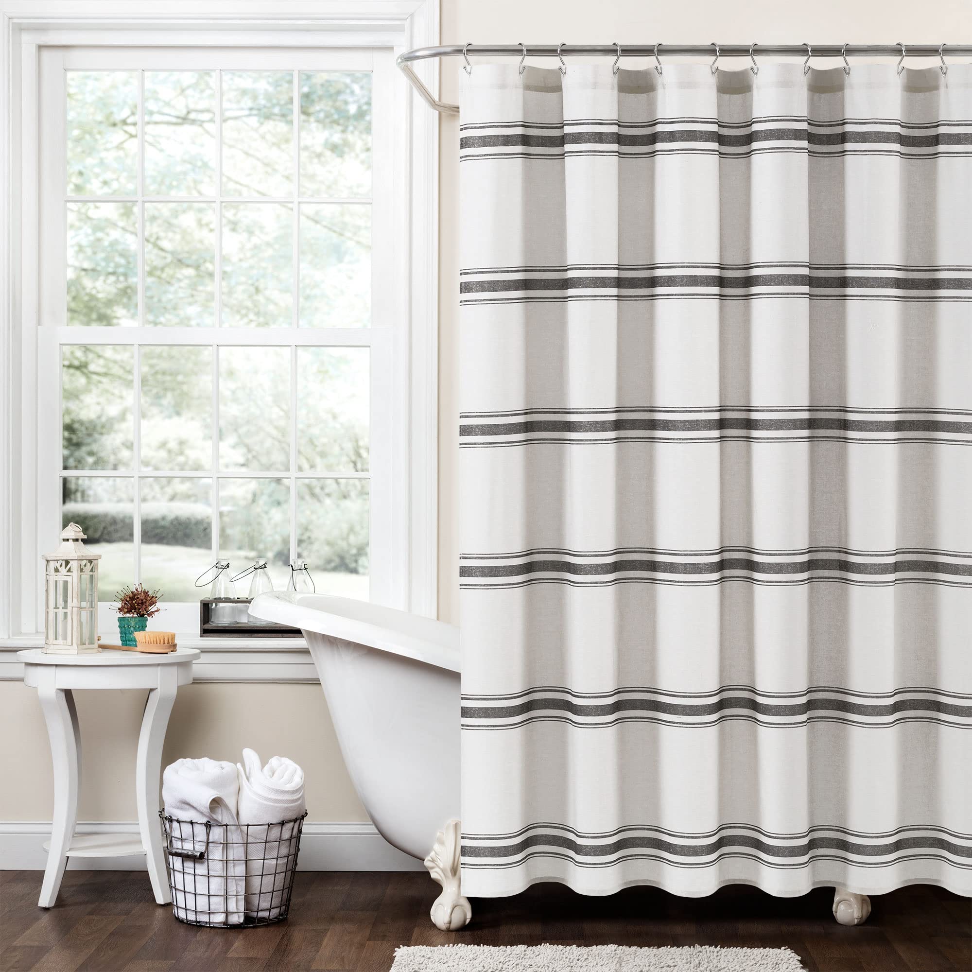 Amazon.com: Lush Decor Farmhouse Stripe Cotton Shower Curtain, 72