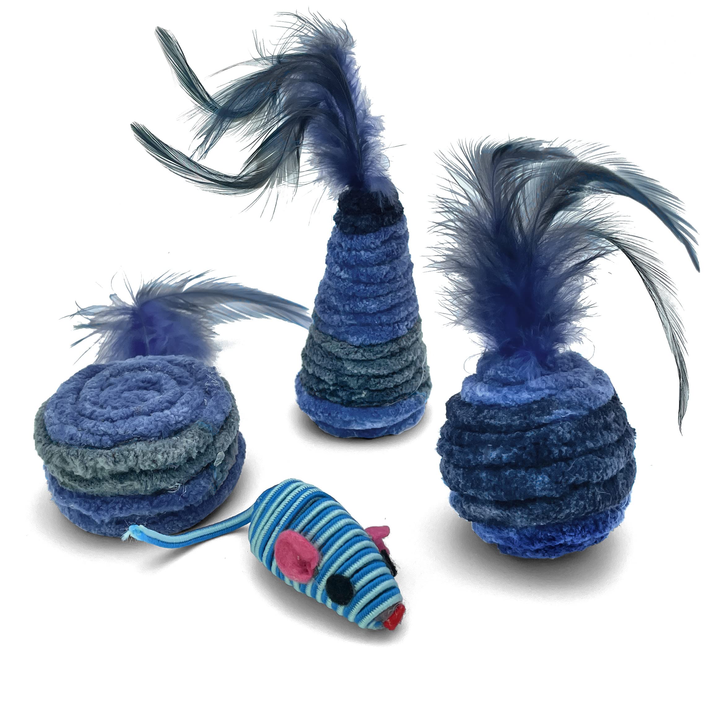 PetBox4pcs Feathered Plush Yarn Mouse Toy Set for Cats