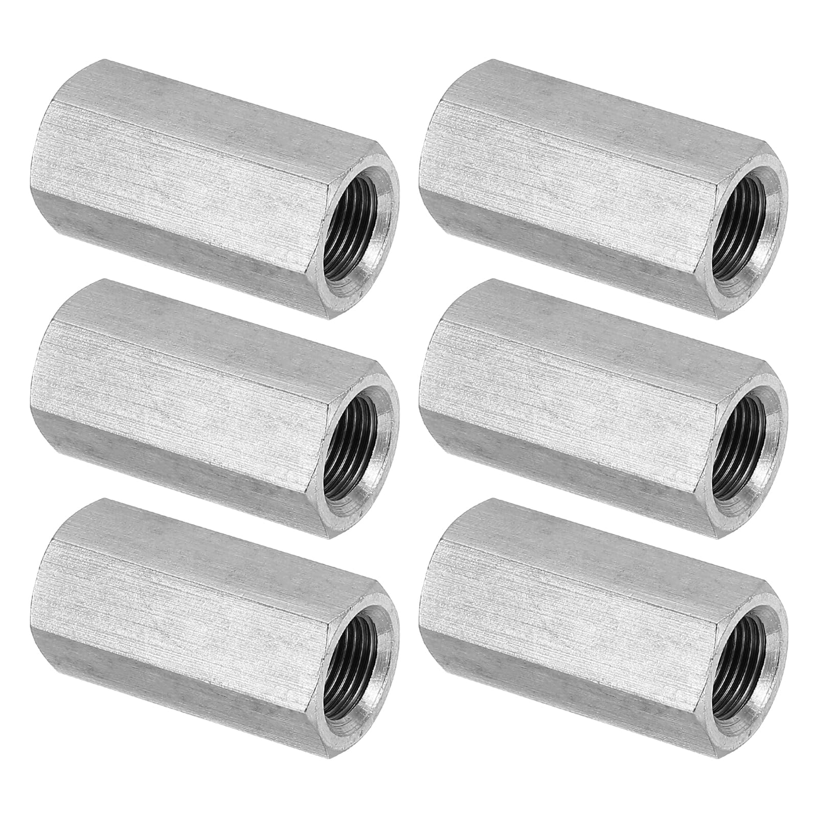 PATIKIL M12 x 1-Pitch 304 Stainless Steel Hex Coupling Nuts, 6Pcs 35mm/ 1.4" Length Fully Threaded Rod Coupling Nut Studding Connector Fasteners, Silver Tone