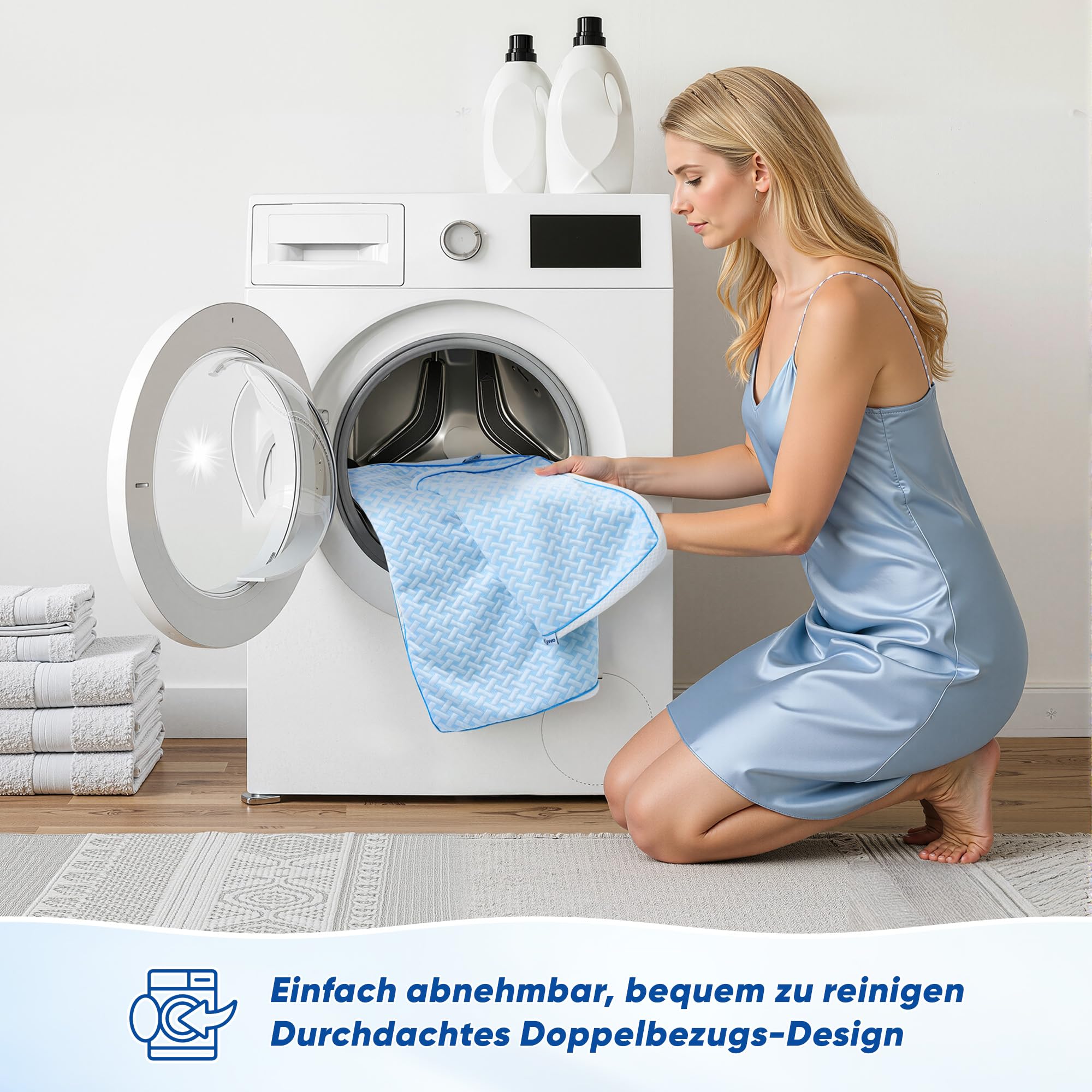 Gel Memory Foam Kissen – Kopfkissen 40x80 （2er Set）mit Höhenverstellung & abnehmbarem Bezug, Temperaturregulierendes Schlafkissen ideal für Seitenschläfer, Rückenschläfer & Bauchschläfer
