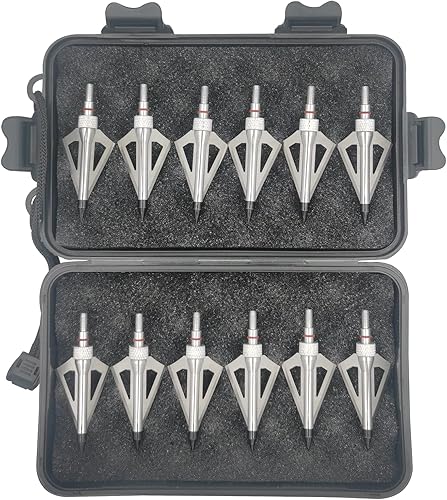 Miniatura 12 de 12 unidades de 100 granos de caza con flechas atornilladas, 3 cuchillas, puntas de flecha compatibles con ballesta y arco compuesto + 1 estuche