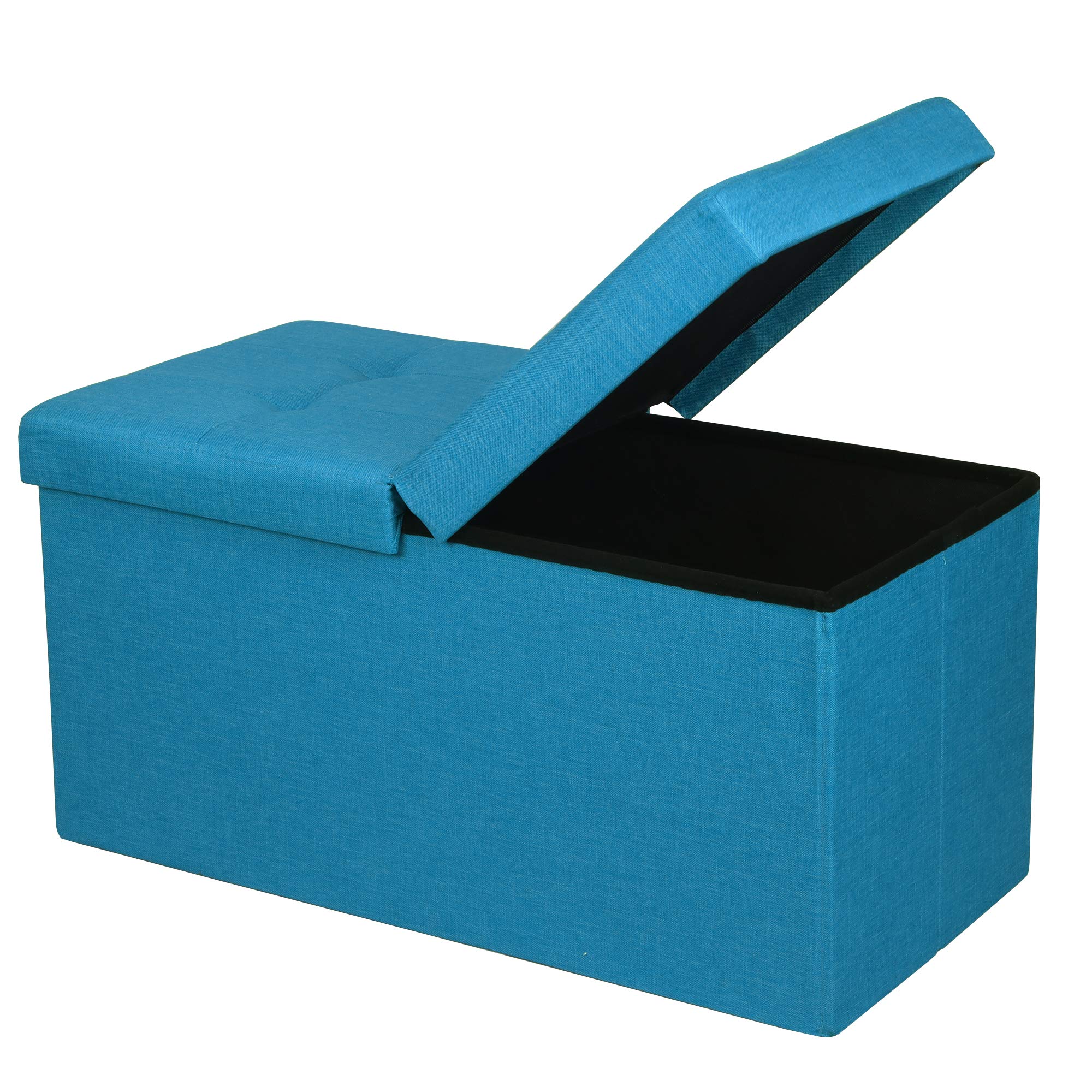 Otto & Ben Folding Toy Box Chest with SMART LIFT Top Upholstered Tufted Ottomans Bench Foot Rest for