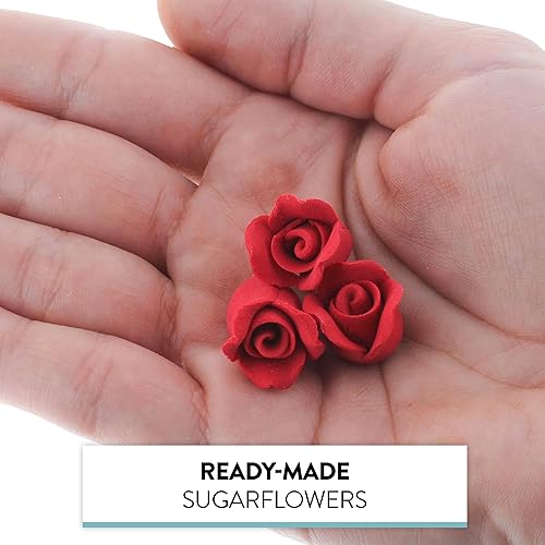 Miniatura 8 de Global Sugar Art Rosebud - Flores de pastel de azúcar sin cable, color rojo oscuro, pequeñas, 36 unidades por el chef Alan Tetreault