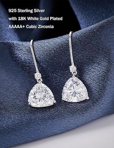 Miniatura 2 de IMOLOVE Aretes colgantes de plata de ley para mujer, chapados en oro blanco de 18 quilates