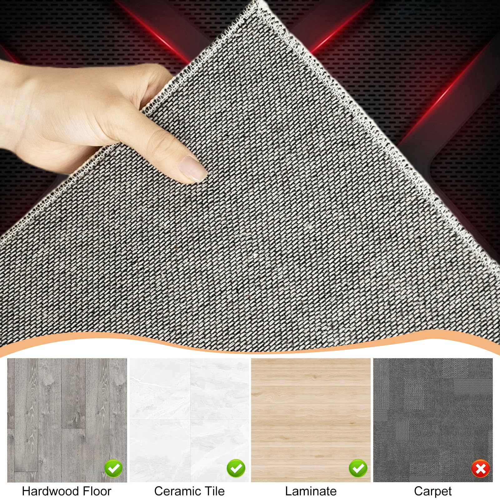 Tapis de Chaise Gaming Tapis Protège-Sol Bureau Antidérapant 90 x 120 cm