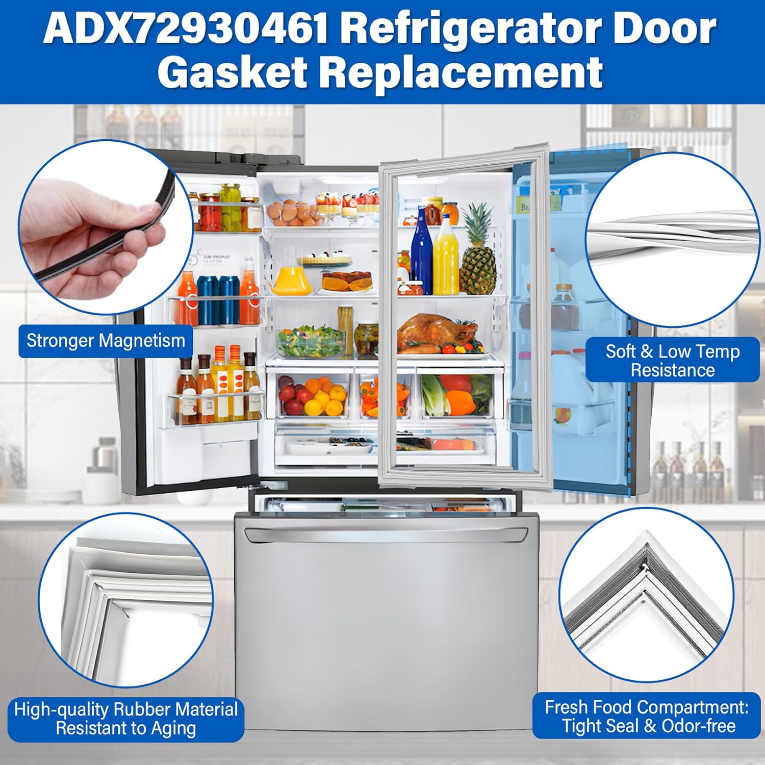 Upgraded ADX72930461 Refrigerator Door Gasket Replacement Compatible with LG Kenmore LFX31945ST LFX25991ST, 40″×17″ Unbent PS11732674 Fridge Gasket Replace ADX72930414 ADX72930453 Door Seal