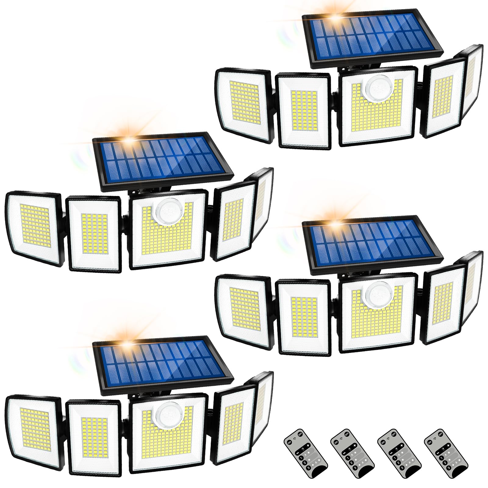VENSSTNOR Garden Solar Lights Outdoor Waterproof - 3000LM 416 LEDs 5 Heat Motion Sensor Security Lights, IP65 Waterproof, 360° Adjustable Head, Remote for Yard Fence Garage