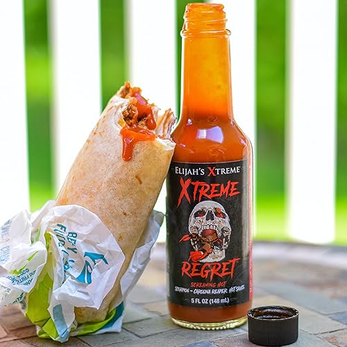 Miniatura 10 de Salsa picante Elijahs Xtreme Ghost Pepper Sauce muy picante sabor gourmet vegano sin gluten 5 onzas