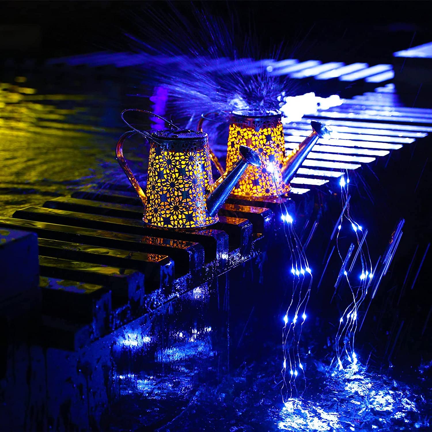 Lanterne Solaire Arrosoir Décorative Pour Jardin - Métal, étanche, Lumière Blanche Froide, 6-8h Autonomie