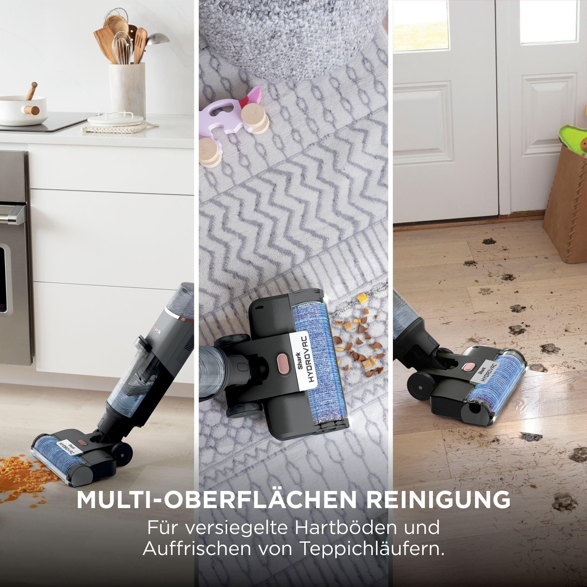 Shark HydroVac Akku-Nass-Trockensauger, kabelloser Staubsauger, Hartbodenreiniger, selbstreinigend, bis 88,5 m², WD210EUCP