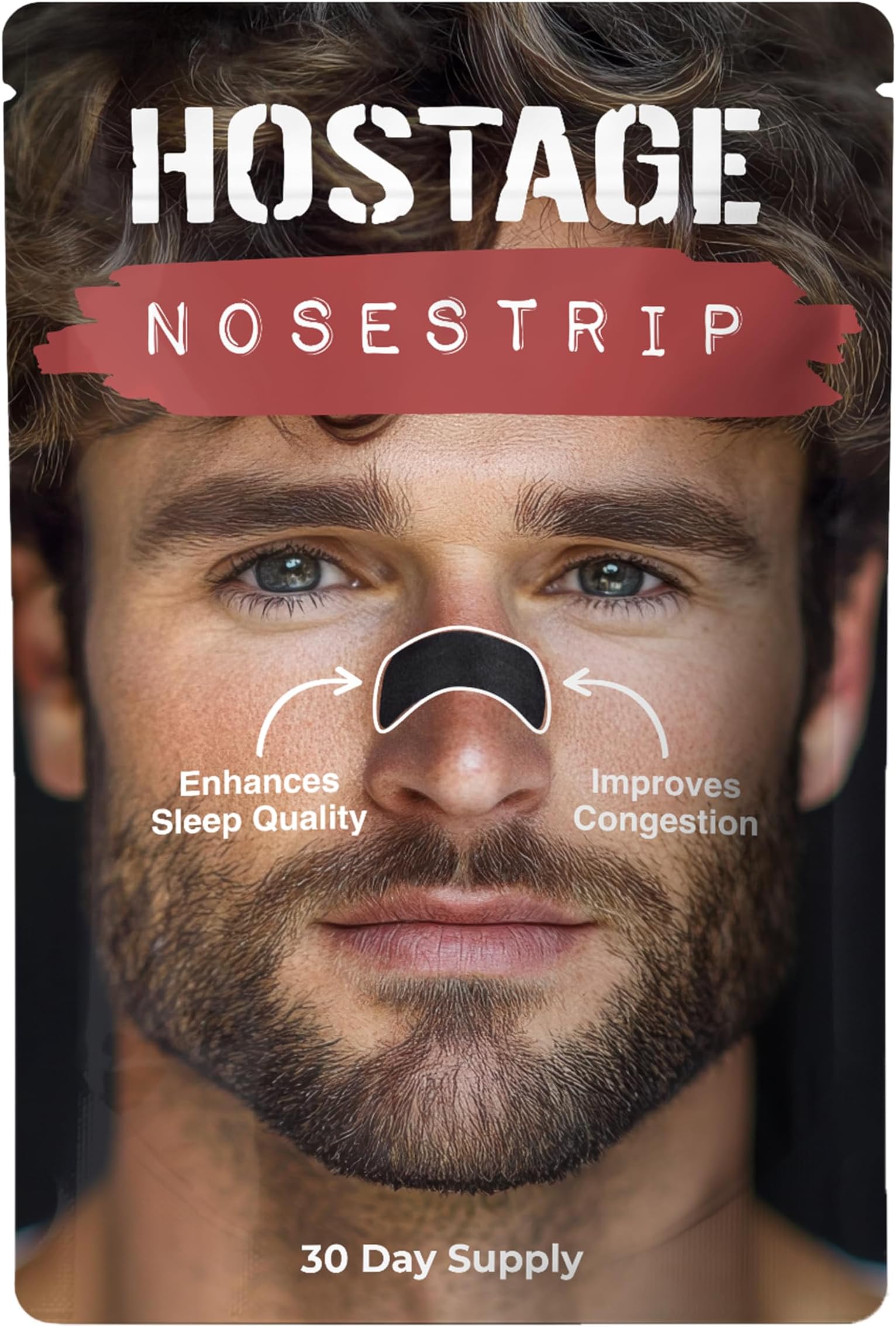 Hostage Tape Nose Strips (30 Ct) - Extra Strength Nasal Strips - Nasal Congestion Relief Strips for Better Sleep - Compact, Non-Invasive Anti Snoring Strips for Men & Women