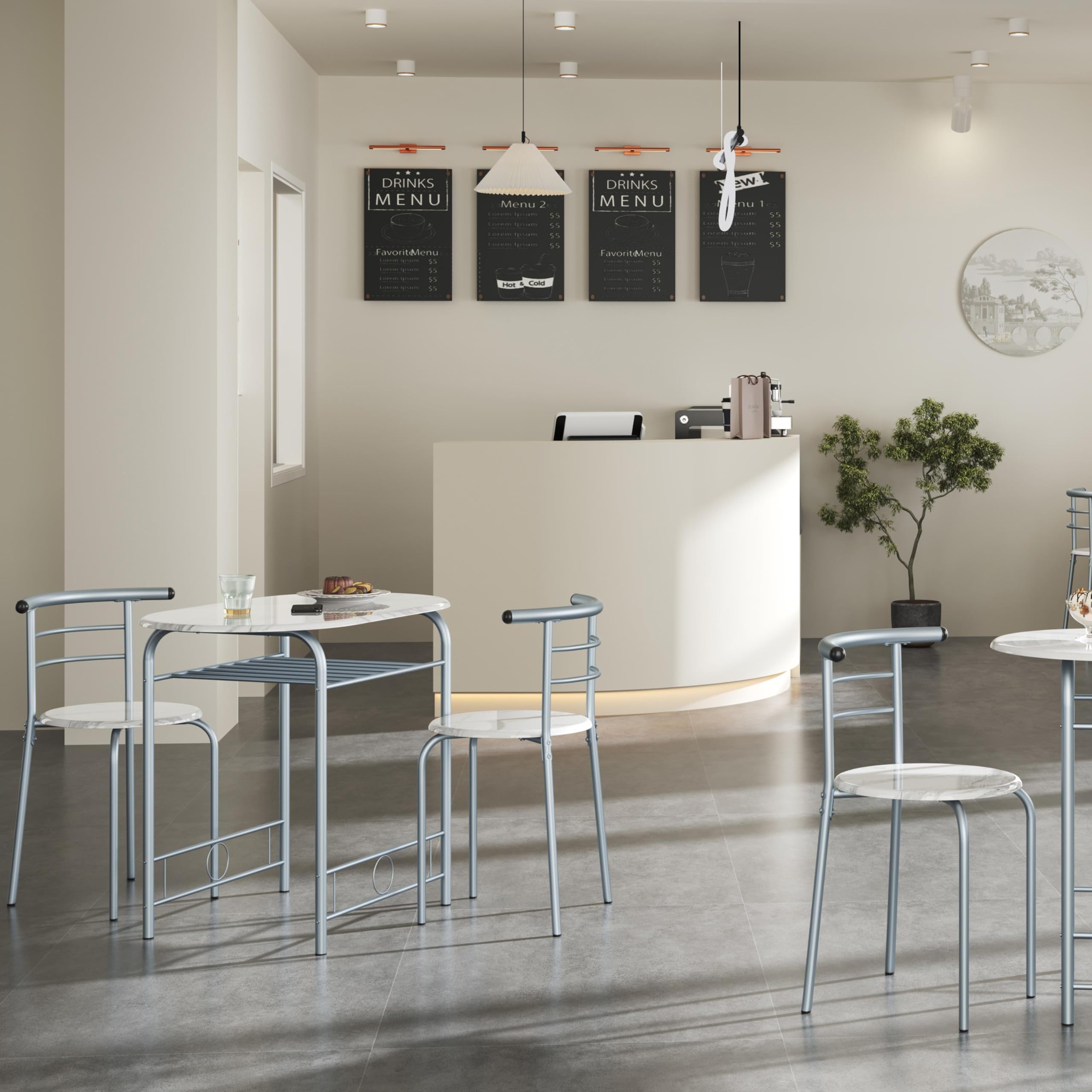 Yaheetech Ensemble de Table de Style Maison de Campagne pour 2 Personnes avec Rangement