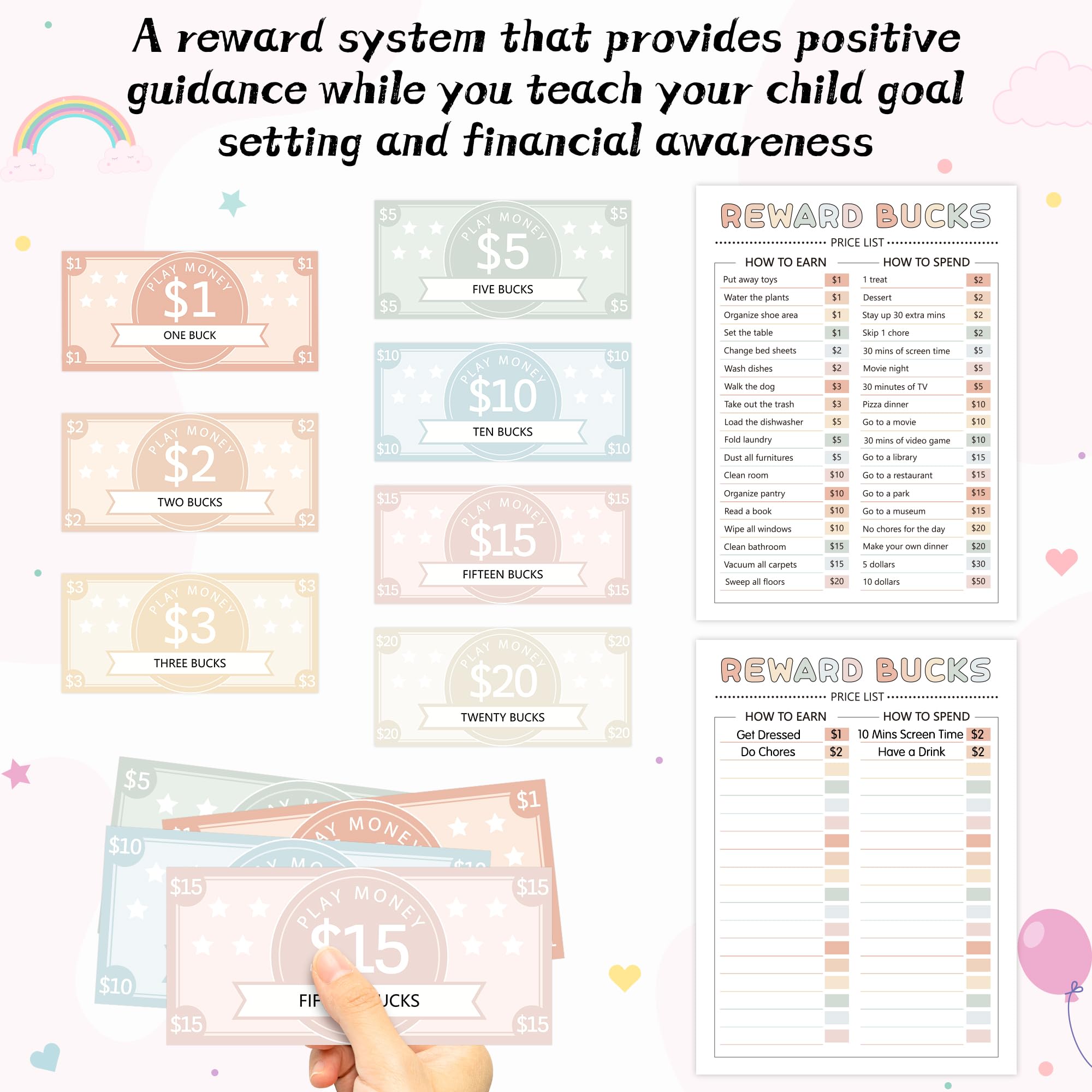 Reward Chart For Kids EZdhuawuse Reward Bucks Chart System For Kids ...
