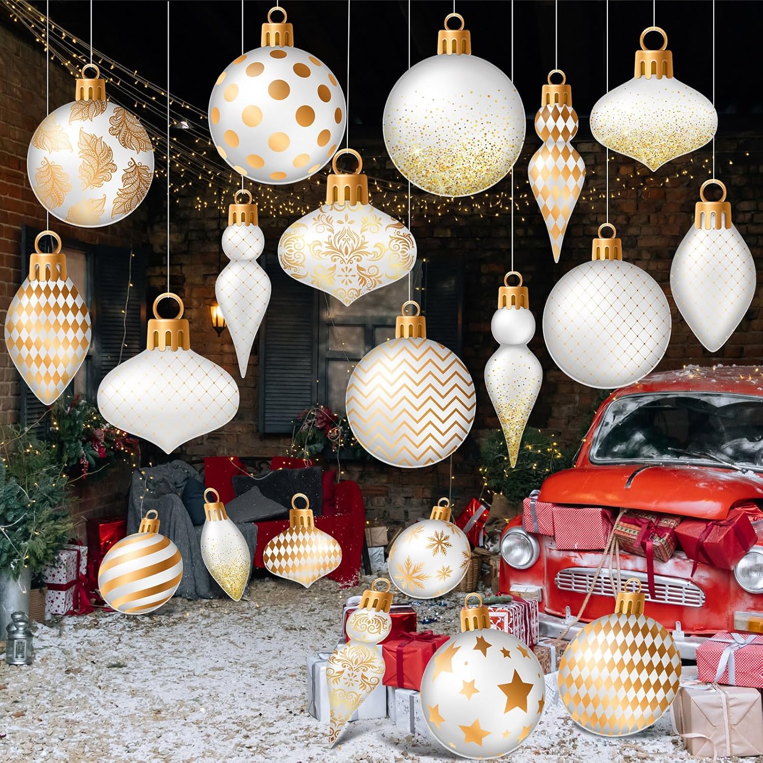 Wavyknot 40 Pieces Christmas Outdoor Double Sided Lawn Decorations Christmas Hanging