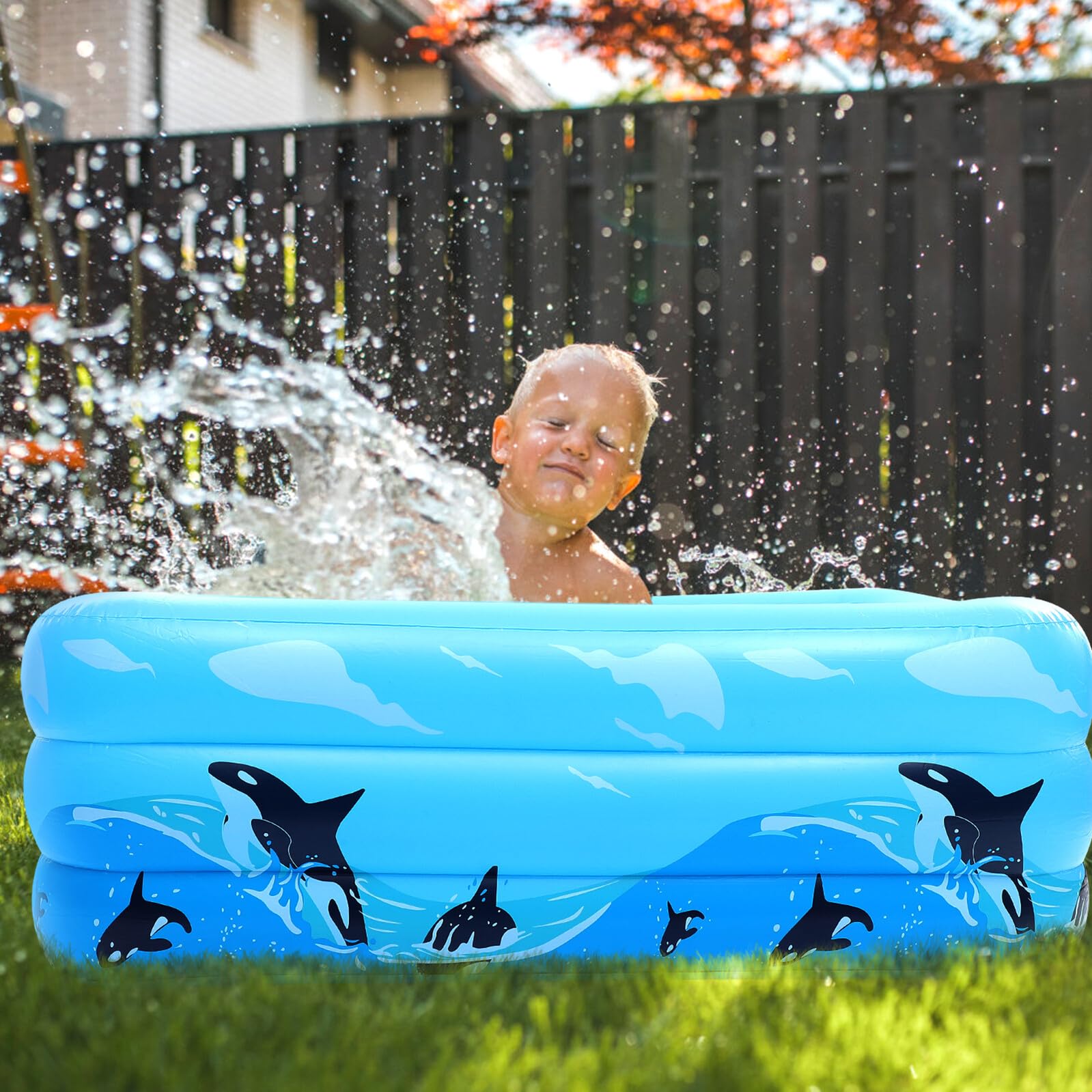 Piscina Hinchable Infantil de PVC Azul para Niños, Celebracion Verano