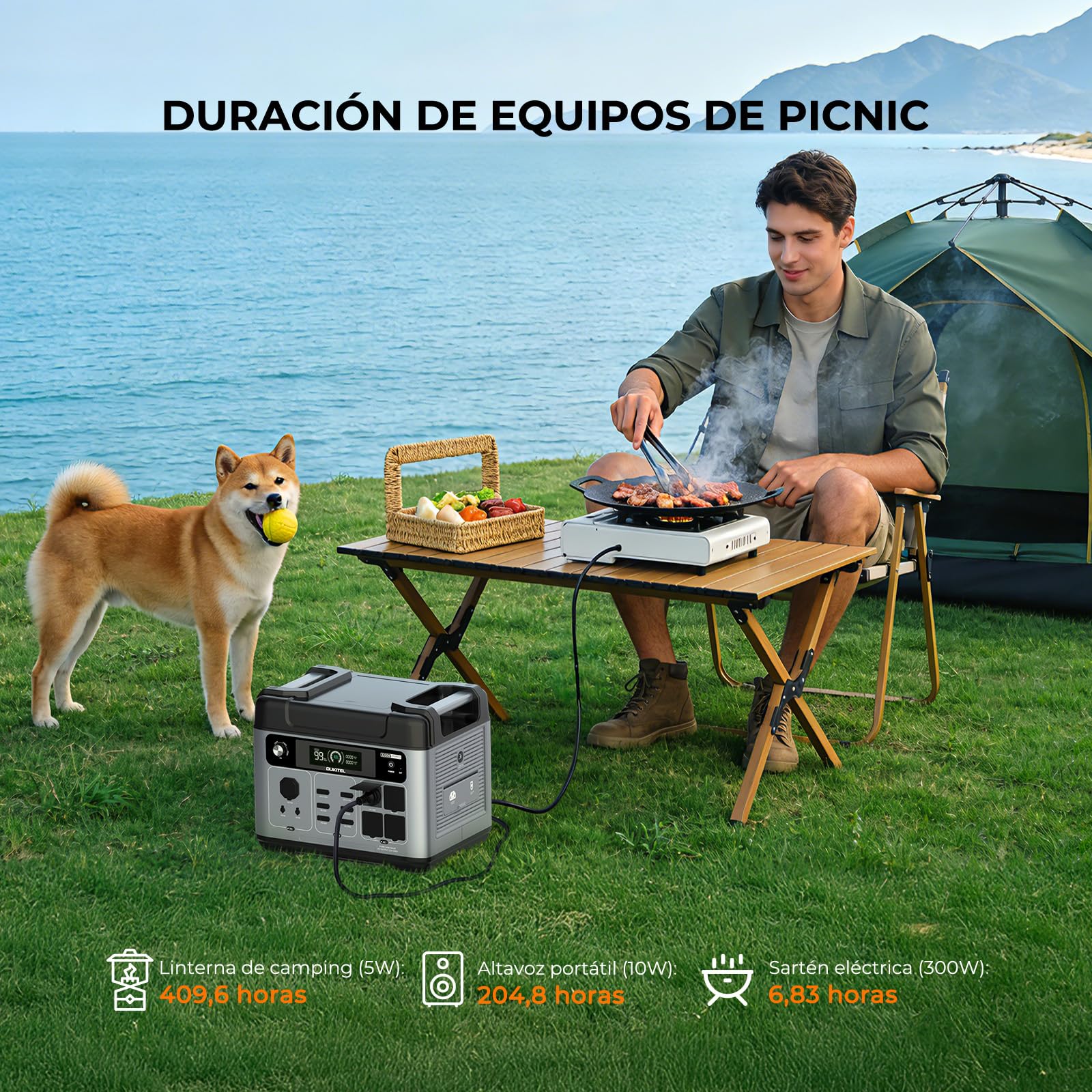 OUKITEL P2001PRO Estación de Energía Portátil 3200W(Máxima 6400W) con Panel Solar 200W, Generador Solar con Batería LiFePO4 2048Wh, con Funda Protectora, Carga Rápida del 100% en 1 Hora