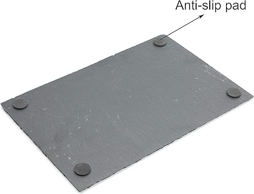 Miniatura 7 de 4 tablas de queso de pizarra, 15.7 x 7.9 in (15.7 x 7.8 pulgadas), bandeja de charcutería con borde natural, platos de sushi estilo roca de piedra