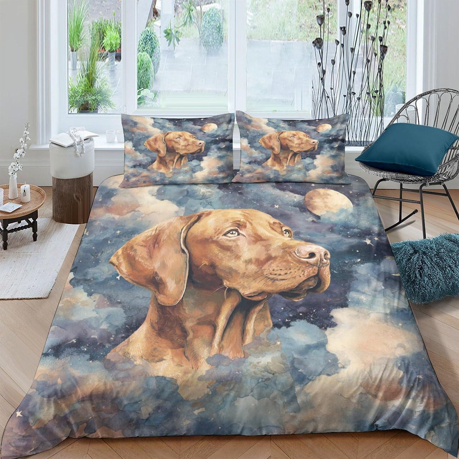 UNRXJZLVM 3D Dog Print Bedding Microfiber Duvet Set Teen Bedroom