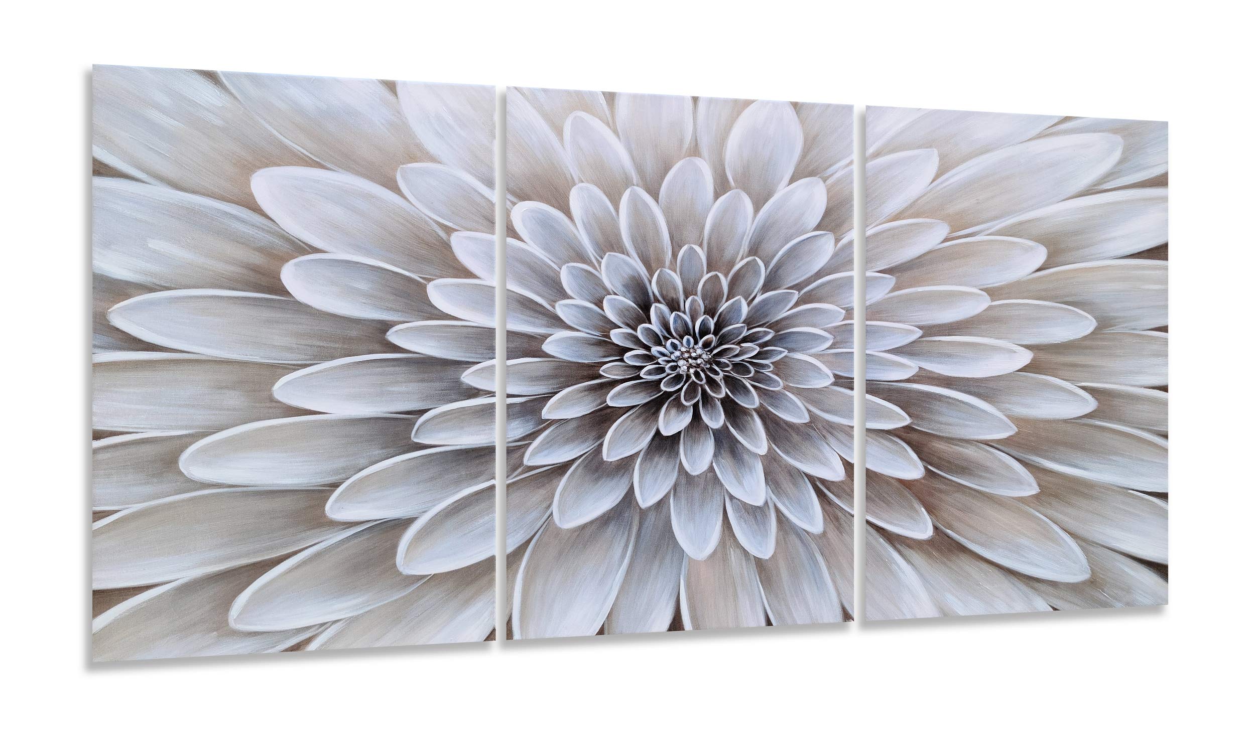 SYGALLERIER 3 Piece Canvas Wall Art with Textured - Light Blue and White Flower Paintings for Living Room Farmhouse Bedroom Bathroom Decor