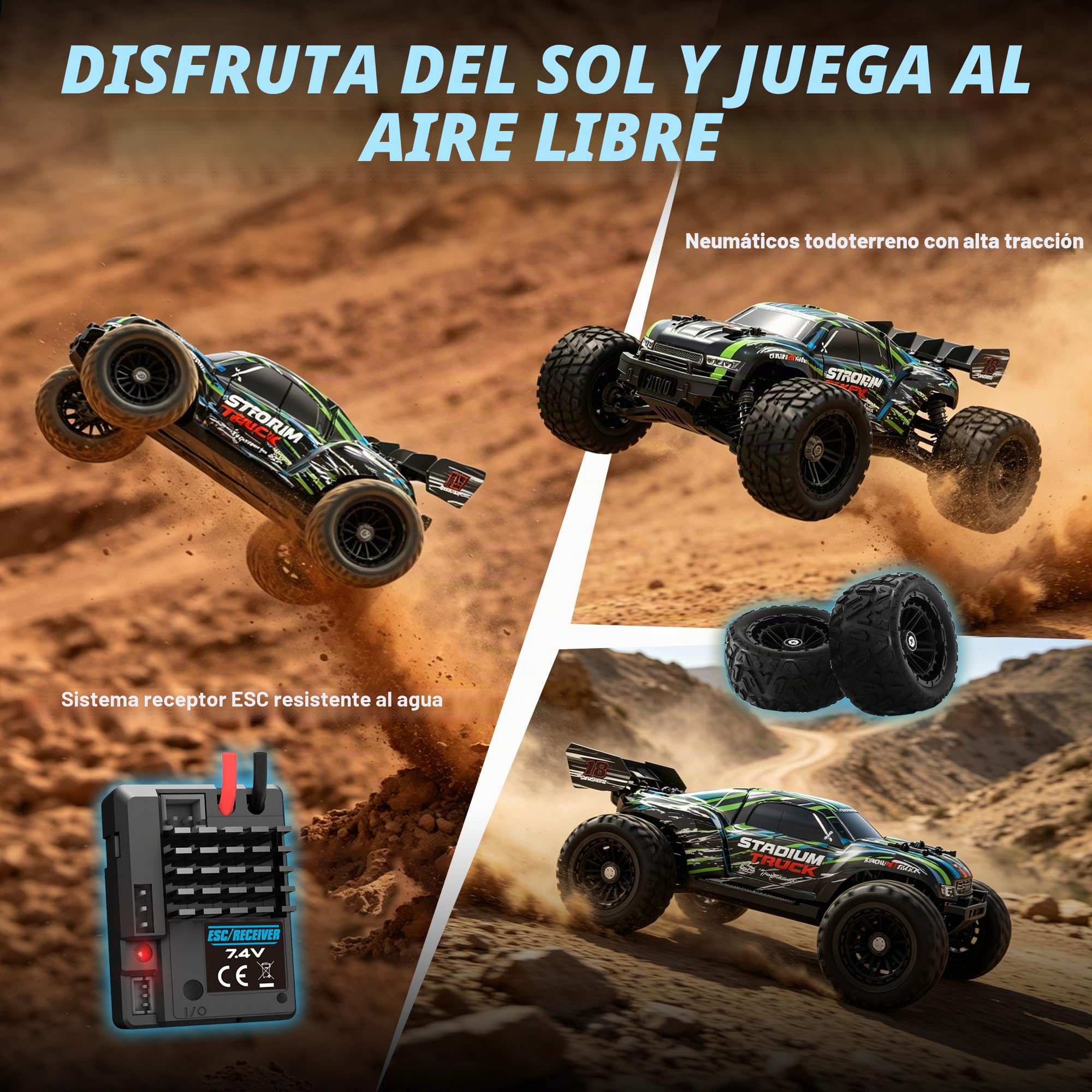 HAIBOXING Coche teledirigido, 2,4 GHz 1:18 proporcional 4WD 36+ km/h Hobby Offroad Monster RC Truck, impermeable RC Truggy RTR Toy