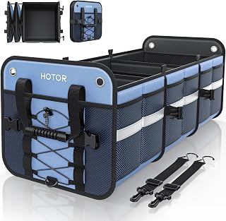 HOTOR Trunk Organizer for SUV – Car Storage Box with Reflective Strips, Collapsible Car Organizer with Large Capacity, Essential Car Accessories for Truck, Van & Sedan, Blue, 22.1" x 13.0" x 12.0"