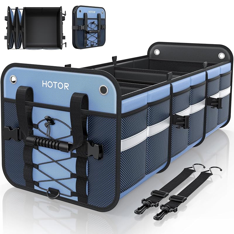 Organizador para Porta-Malas HOTOR Dobrável para SUV, Azul, 2 Compartimentos, 84,1 x 33 x 30,5 cm, 1 unidade