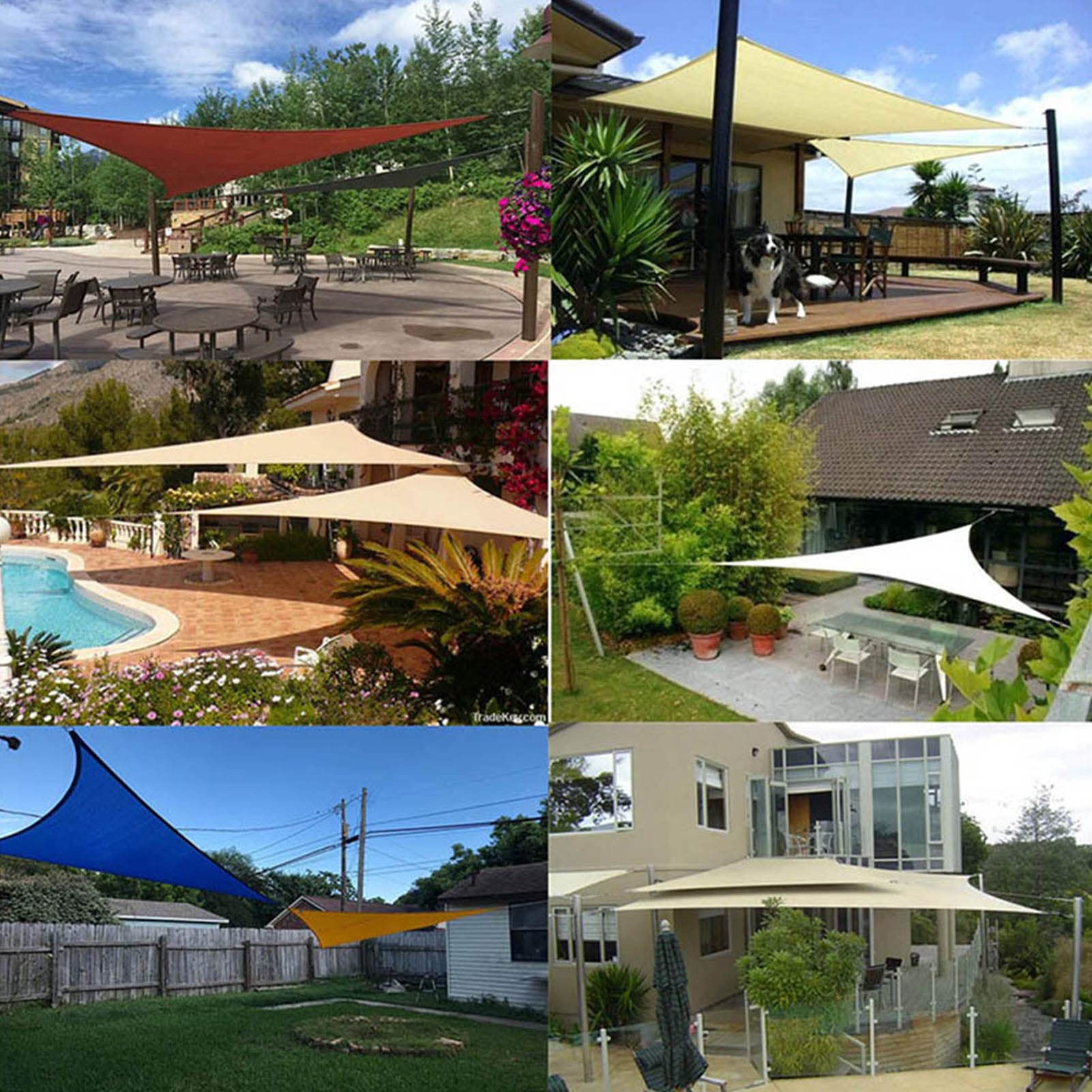 Sonnensegel Dreieck Wasserdicht,Sonnenschutz Sunsegel Dreieckig UV-Schutz für Pergola Garten Balkon Terrasse Camping,mit 3 Fixierseil
