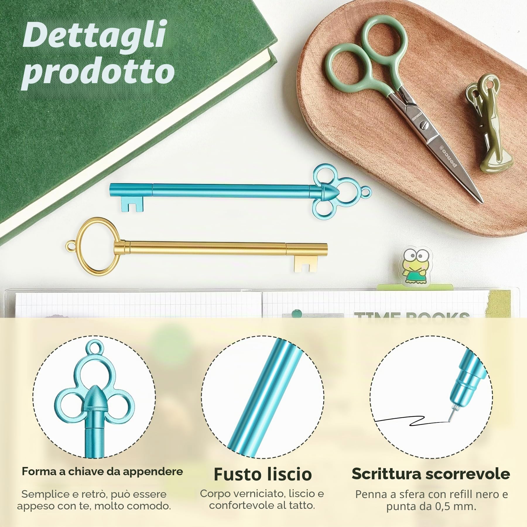 Penna e gel, 30 Pezzi a forma di chiave, Penne e Gel Vintage a Forma di Chiave, Creative per Ufficio, Cancelleria e Materiale Scolastico