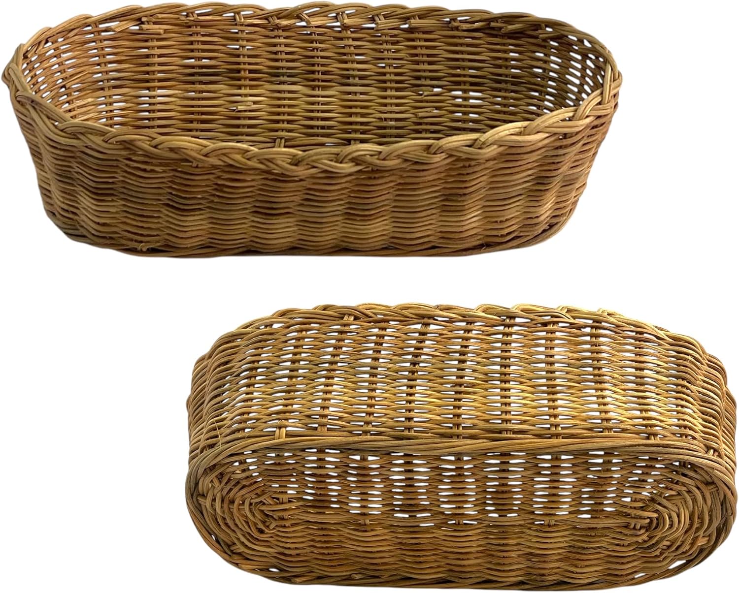Set 2 of pcs Rattan Wicker Woven Serving Baskets for Bread, Fruit, French Fries, Vegetables, Restaurant Serving & Tabletop Display Baskets