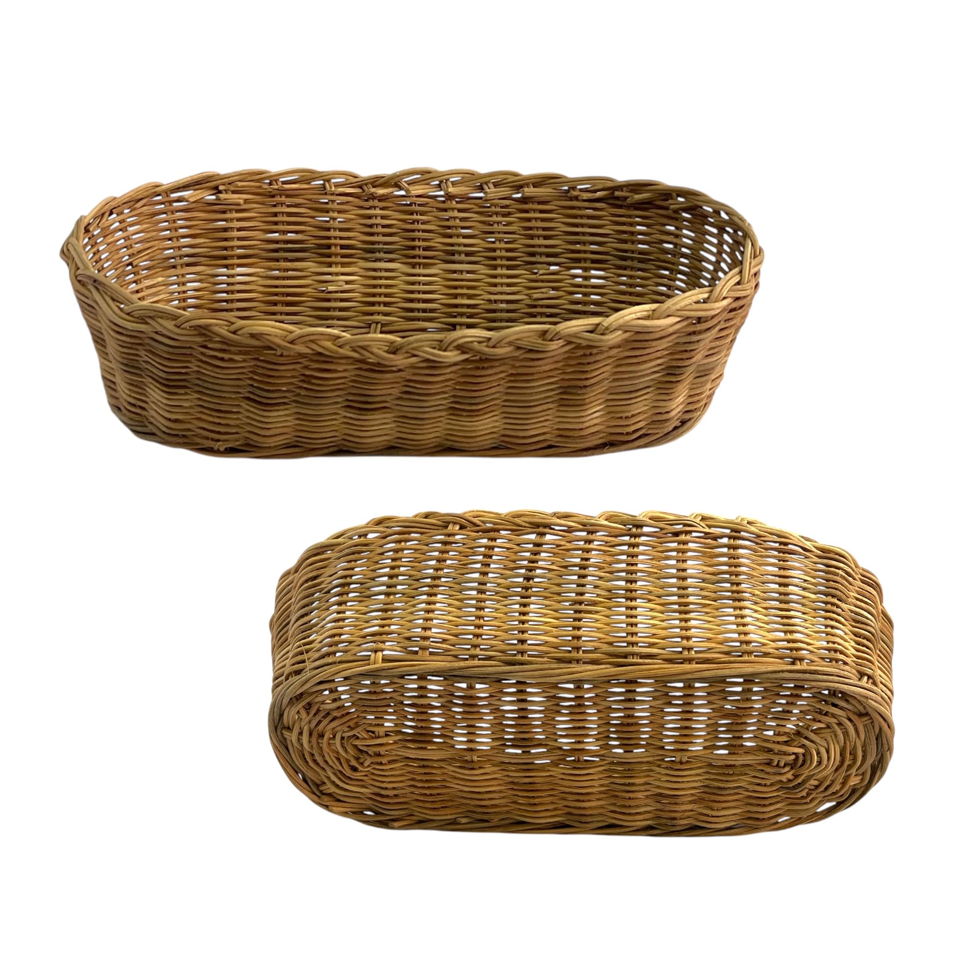 Set 2 of pcs Rattan Wicker Woven Serving Baskets for Bread, Fruit, French Fries, Vegetables, Restaurant Serving & Tabletop Display Baskets