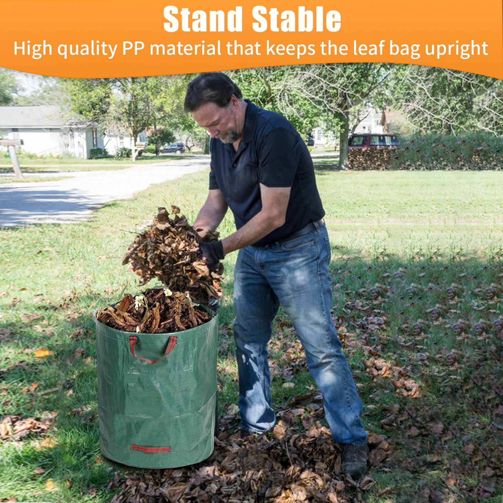 4pcs Heavy Duty Garden Waste Bags, 272 Litre Reusable Garden Garbage Sacks with Handles - Image 2