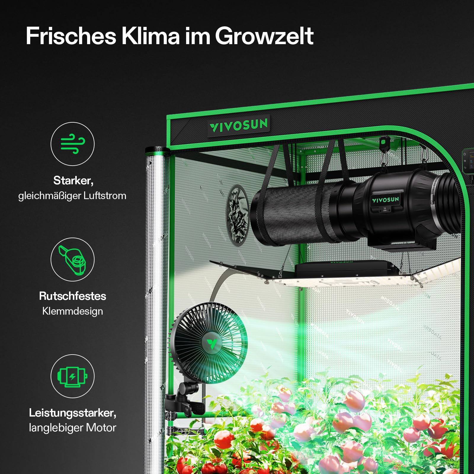 VIVOSUN AeroWave A6 Ventilator mit Clip 150 mm, Automatisch Oszillierend, Leise & Leistungsstark, Stabiler Rutschfester Clip, Umluftventilator für Growzelt & Hydroponik, 2er-Set
