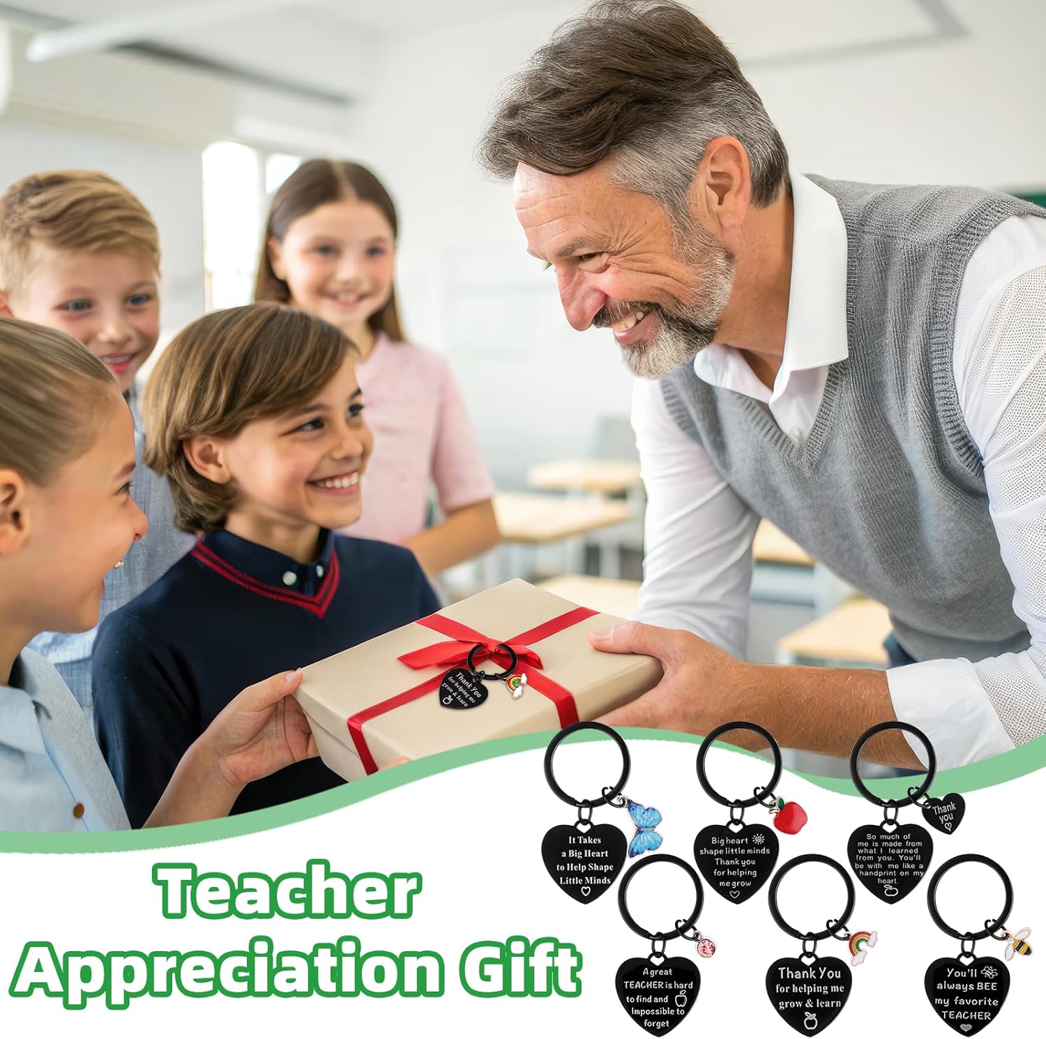 6 Sets Teacher Appreciation Gift End of School Year Teacher Gifts Best Teacherss Multifunctional Makeup Bag Canvas Pencil Bag Keychain Bookmarks,Graduation Thank You Gift for Teachers - Image 4