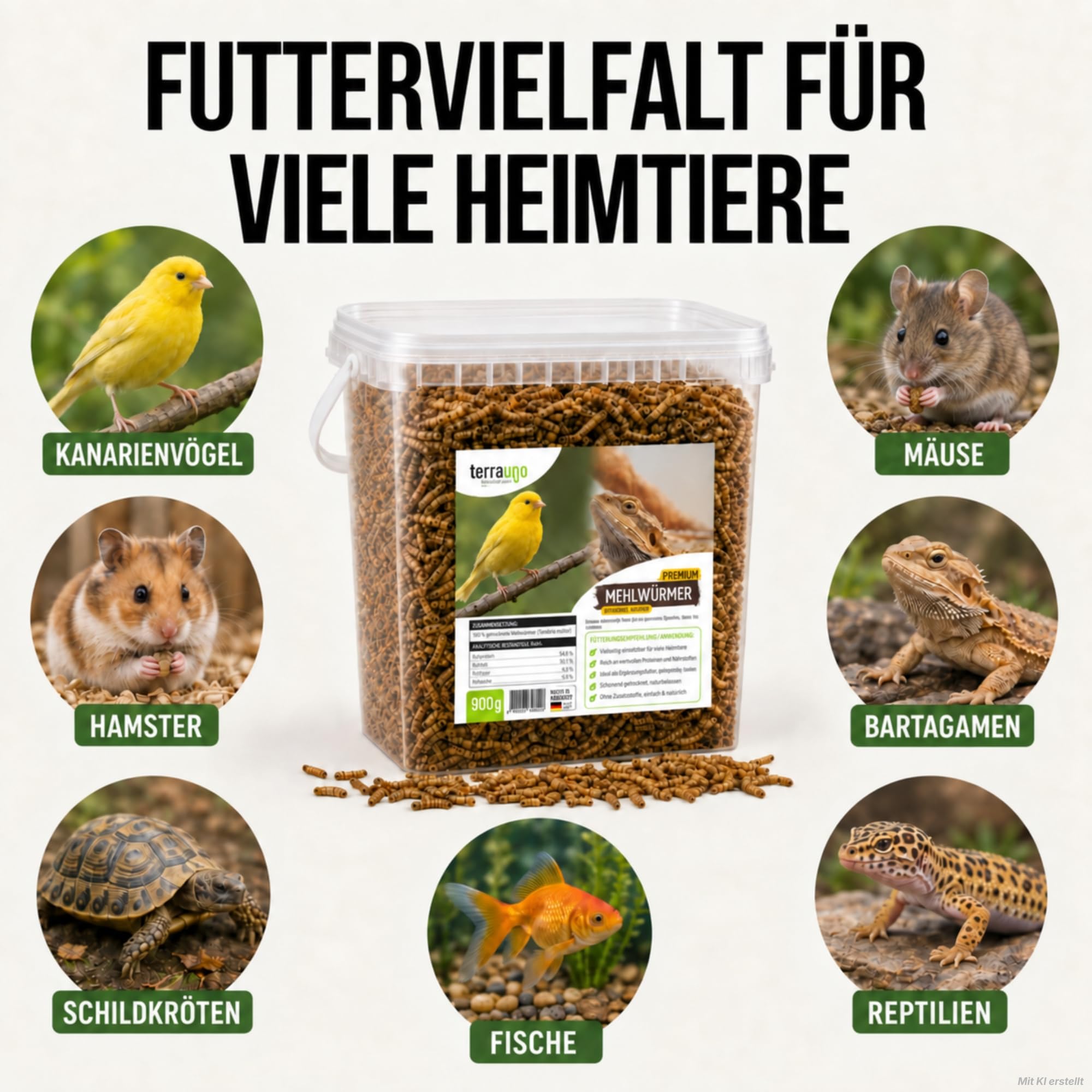 TerraUno Mehlwürmer Getrocknet 4,5 Kg, Insektensnack für Heimtiere & Vögel