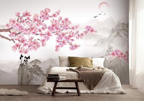 Miniatura 2 de Murwall Floral Wallpaper Cherry Blossom Wall Mural Landscape Wall Art Chinese Home Decor Asiatic Cafe Design Natural Wall Pictures