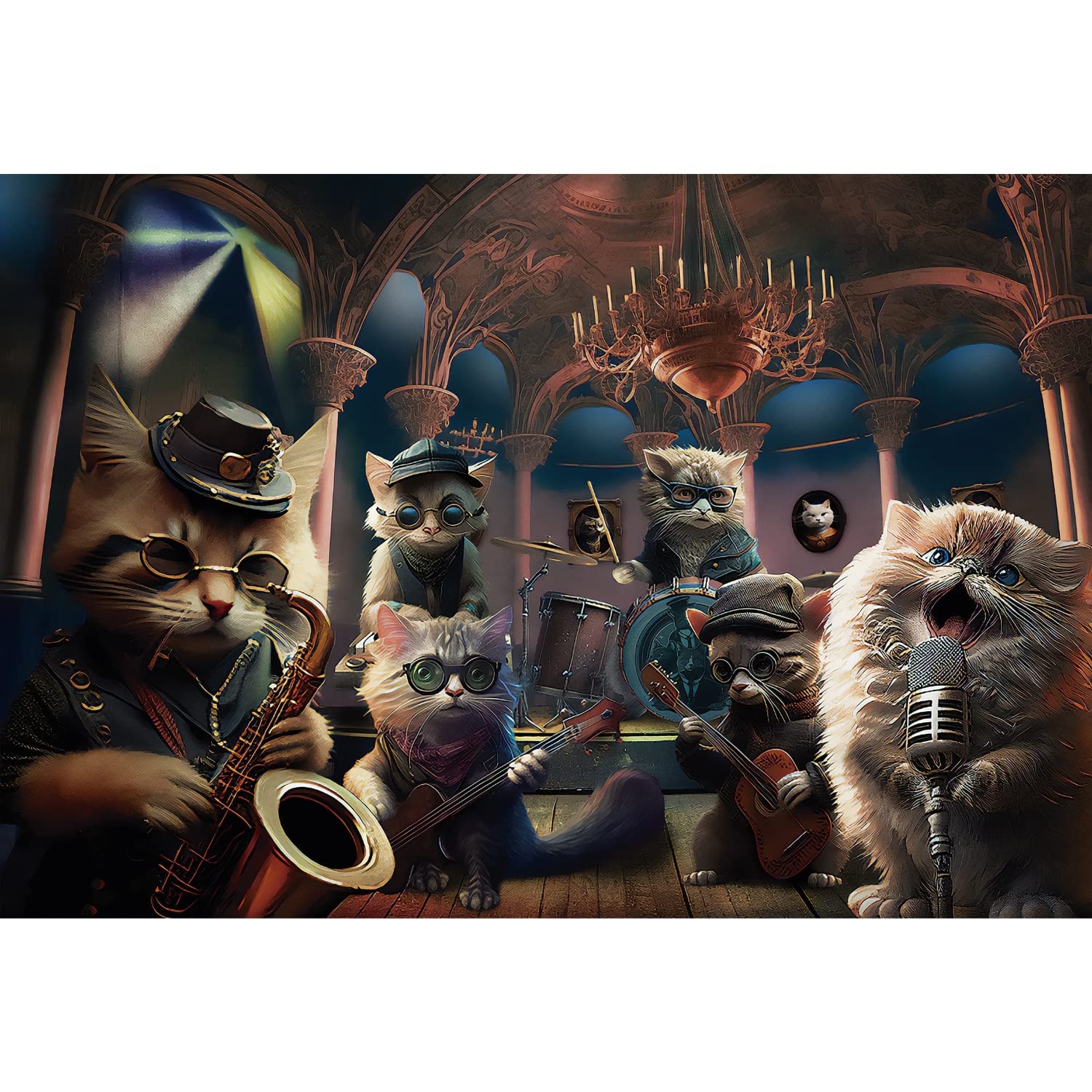 Cat Puzzle for Adults Teens and Family - Cool Cats Band Cute and Funny Puzzle 1000 Pieces