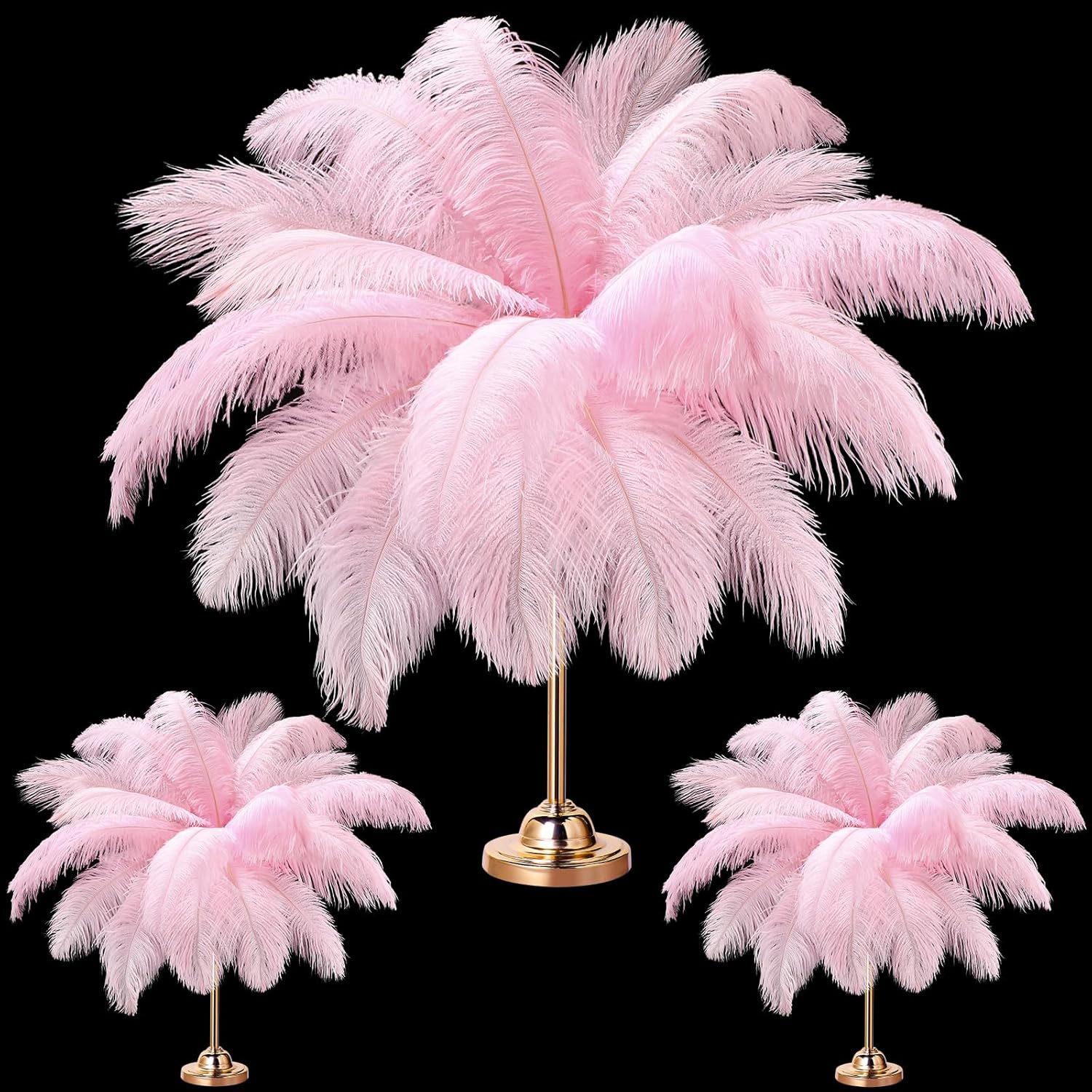 XunYee 60 Pcs Large Natural Ostrich Feathers Plumes Bulk for Centerpiece 18-20 Inch (45-50 Cm) Feathers for DIY Crafts Christmas Wedding Masquerade Party Decorations(Black)