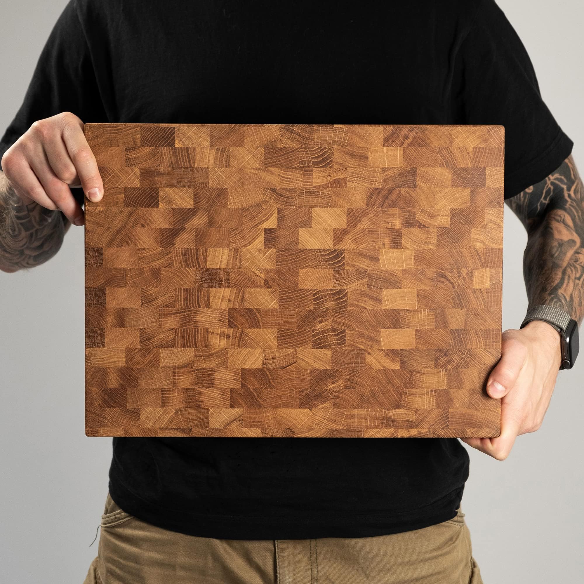 End Grain Cutting Board - Wood butcher block 16x12x1.5 - Kitchen Wooden chopping board(include feet)