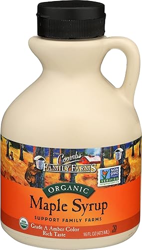 Coombs Family Farms Jarabe de arce orgánico color ámbar grado A sabor rico 16 onzas líquidas