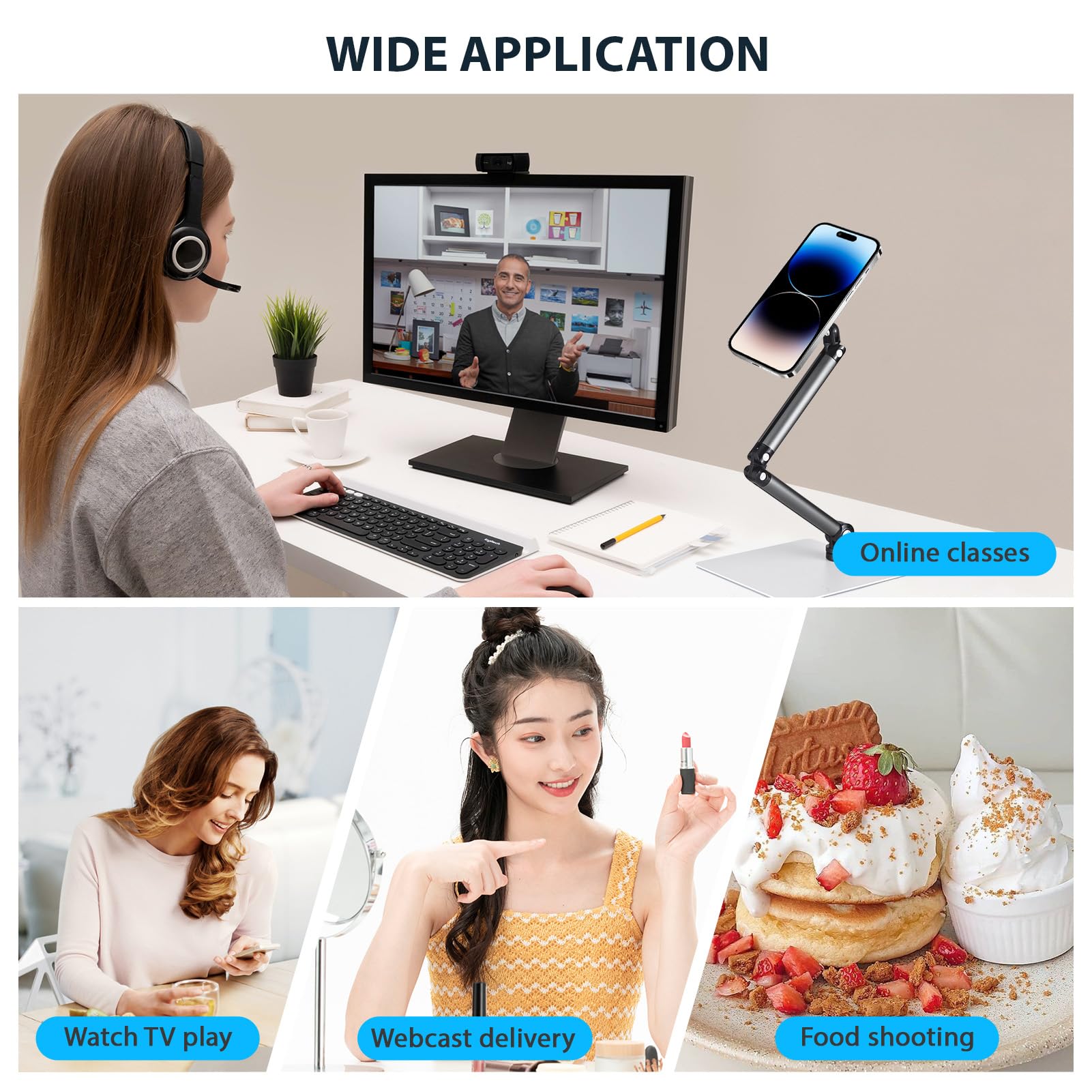 Soporte magnético para teléfono para Escritorio Soporte magnético Giratorio de 360° con Brazo articulado Flexible y Base Grande para la mayoría de transmisiones de teléfonos