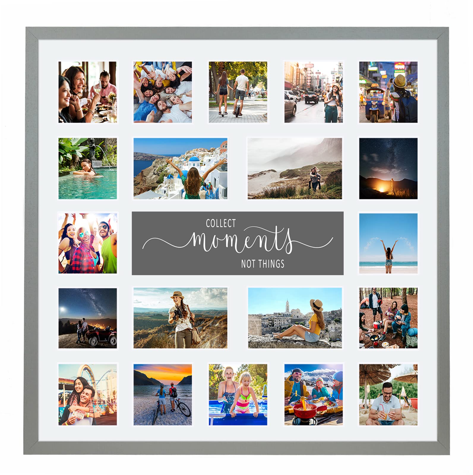 Boldon Framing Pale Grey Large Multi Aperture Picture Photo Collage Frame, Colours And Designs (Moments, )