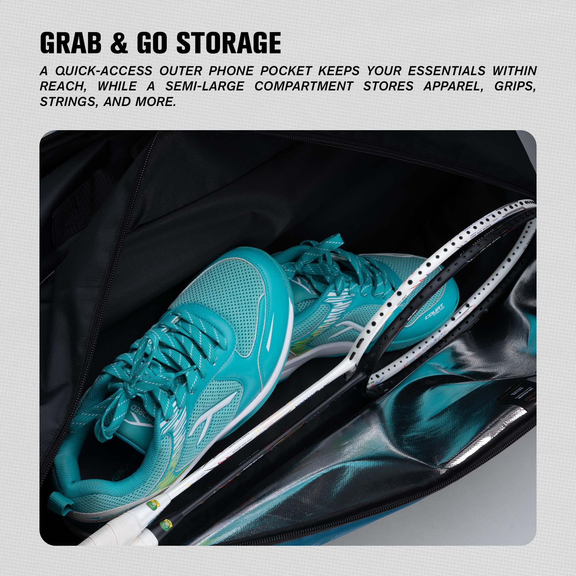 HUNDRED Sonic Pack Kit Bag | Geräumige Badminton-Schlägertasche mit Zwei großen Fächern für Schläger, Schuhe und Ausrüstung – Ideal für Sport, Fitnessstudio und Reisen | Unisex-Design | Marineblau