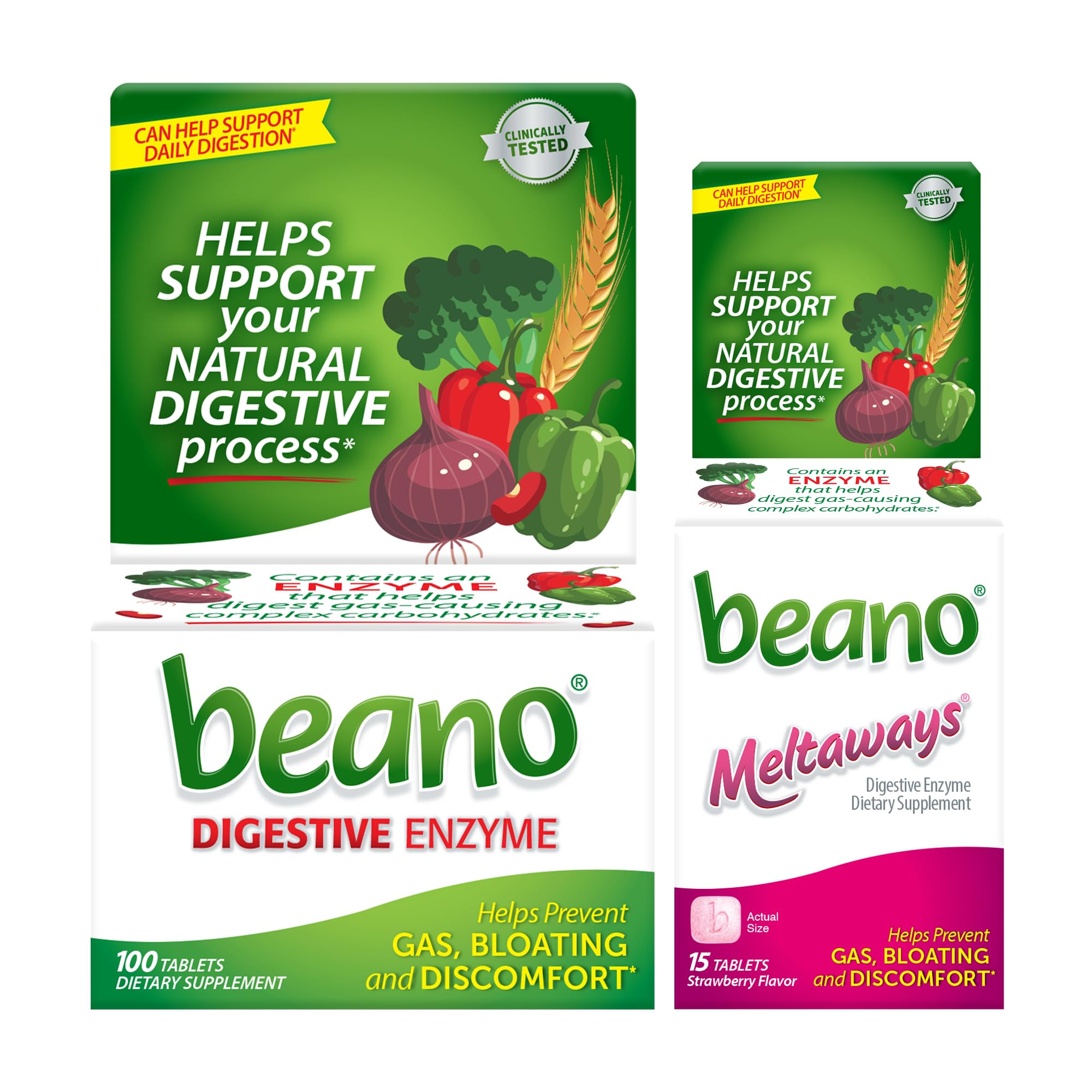 Extra Strength 100ct & beano Strawberry Meltaways 15ct